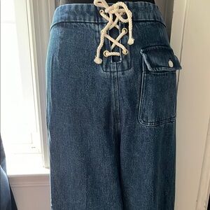 J. Crew Blue Flare Lace-Up Jeans